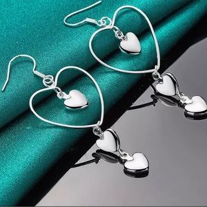 Ladies sterling silver heart earrings. Valentine’s Day, Mother’s Day, gift
